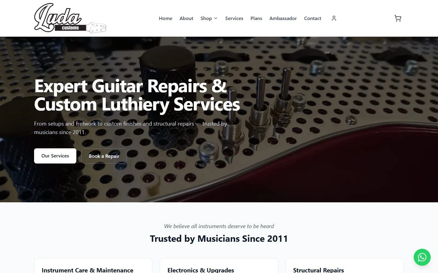Luda Customs website screenshot